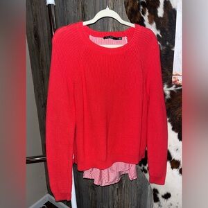Lauren Ralph Lauren size XL coral pink/red layered knit sweater nwot